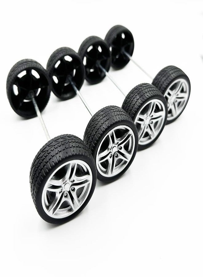 URIMPAVIDO 10PCS Toy Car Wheel 48mm Toy Car Rubber Tire Wheels with 5PCS Shaft Round Rod Axles for RC Car Truck Robot DIY Model Toy Parts - Image 2